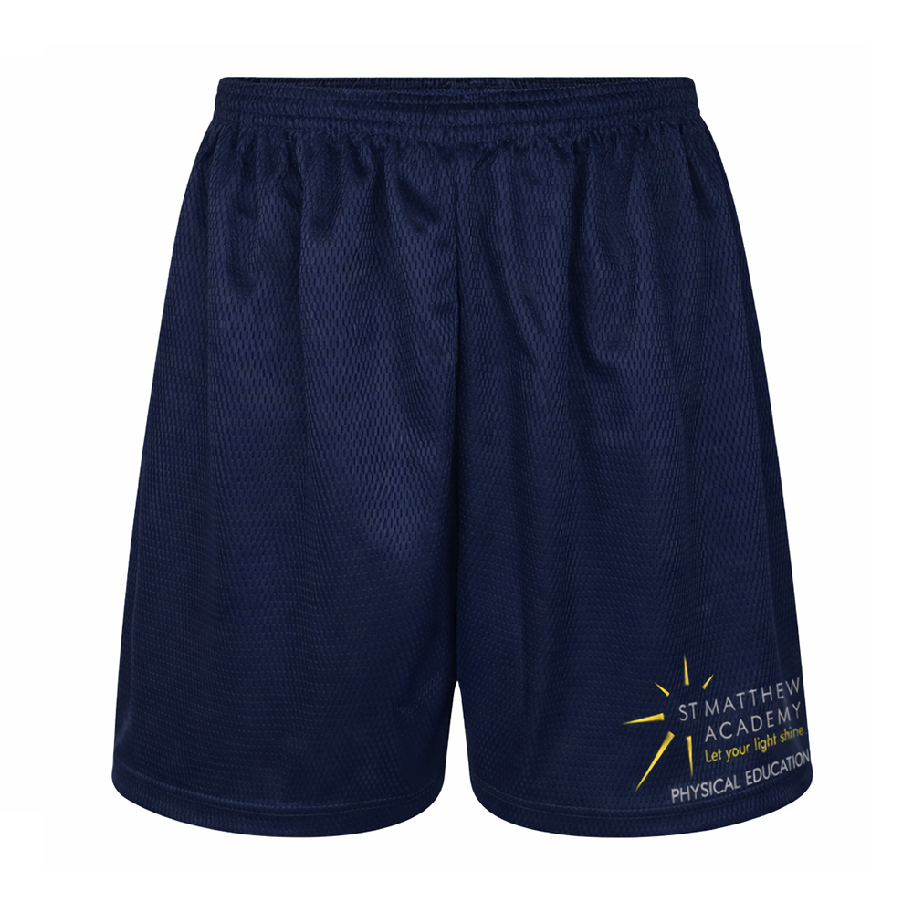 St Matthews Academy Primary  PE Mesh Shorts with Logo