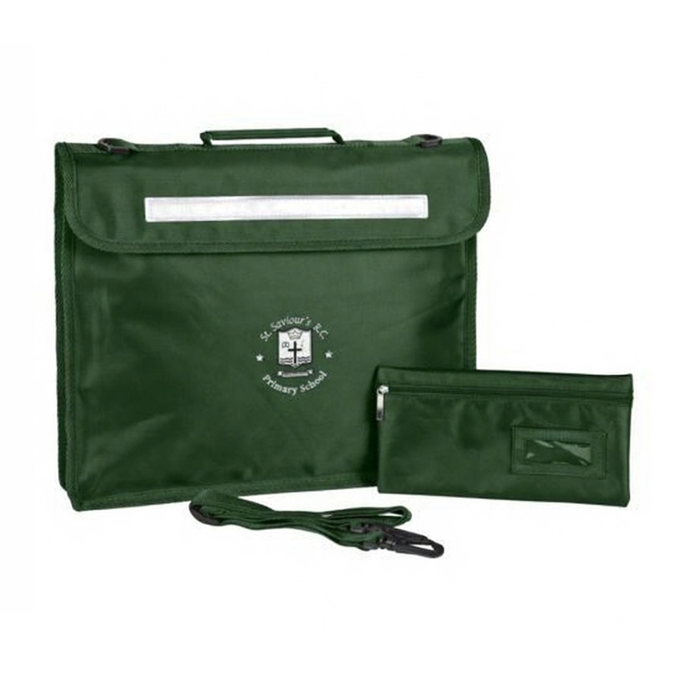 St Saviours Bottle Green Book Bag with strap