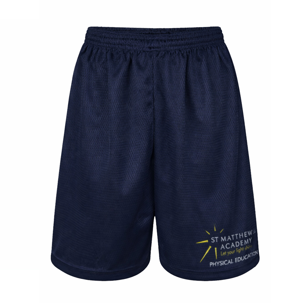 St Matthews Academy Secondary PE Mesh Shorts with Logo